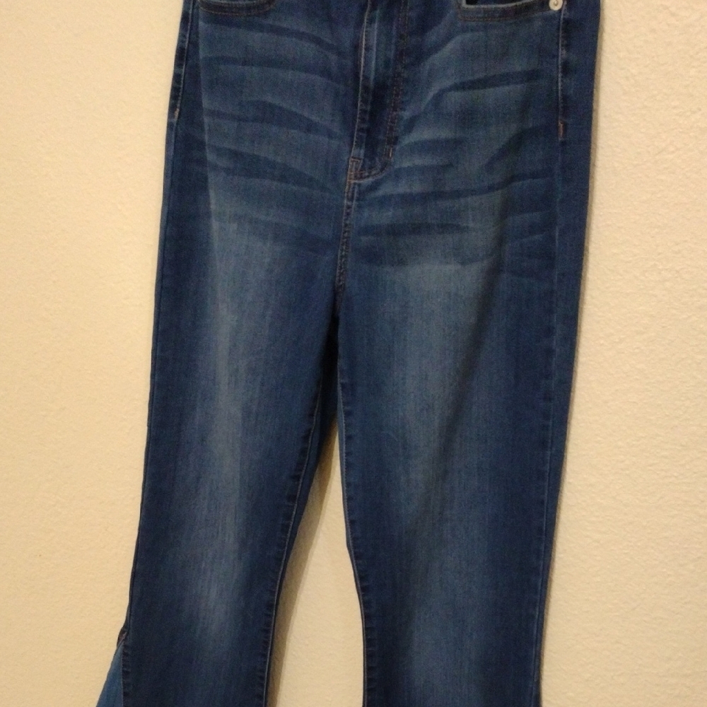 Fashion Nova Blue and Silver Flare Jeans - Picture 5 of 9
